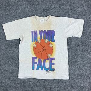 College Ware T-Shirt Boys L Gray Basketball In Your Face USA Vintage Graphic